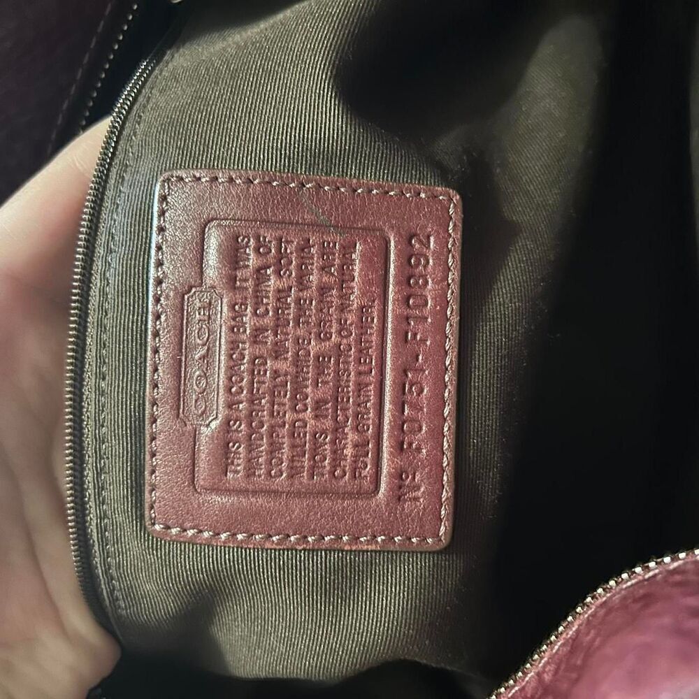 Coach Chelsea Handbag Pebble Shoulder Bag Hobo Purse Leather Burgundy - Picture 5 of 7
